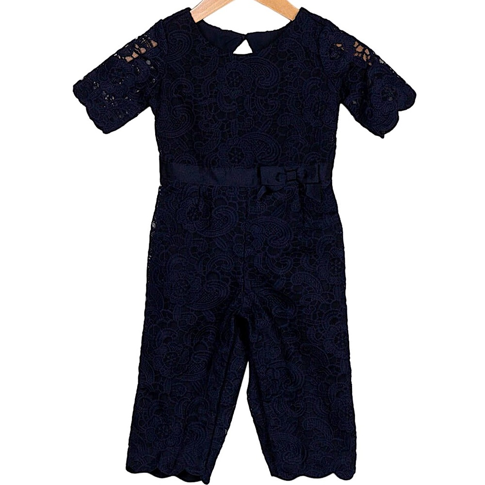 Janie and Jack Girls bow-accented lace Jumpsuit